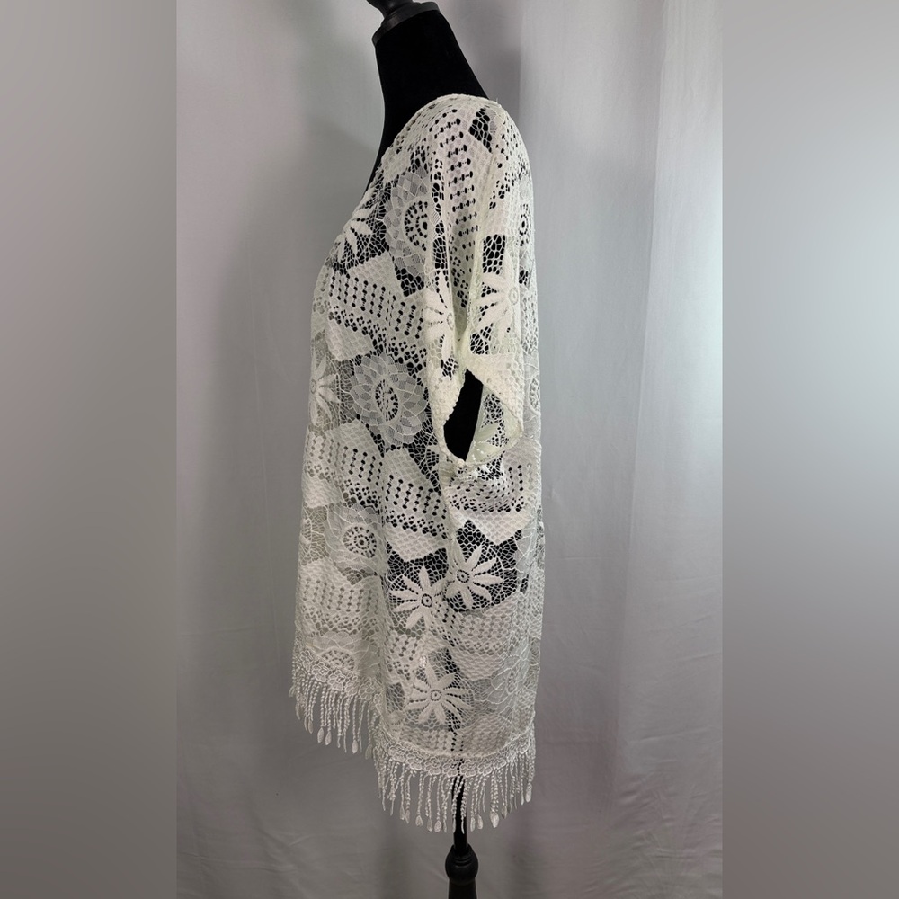 Cal Style USA White Lace Kimono Duster Boho Crochet - Size XL-3XL - Picture 5 of 9